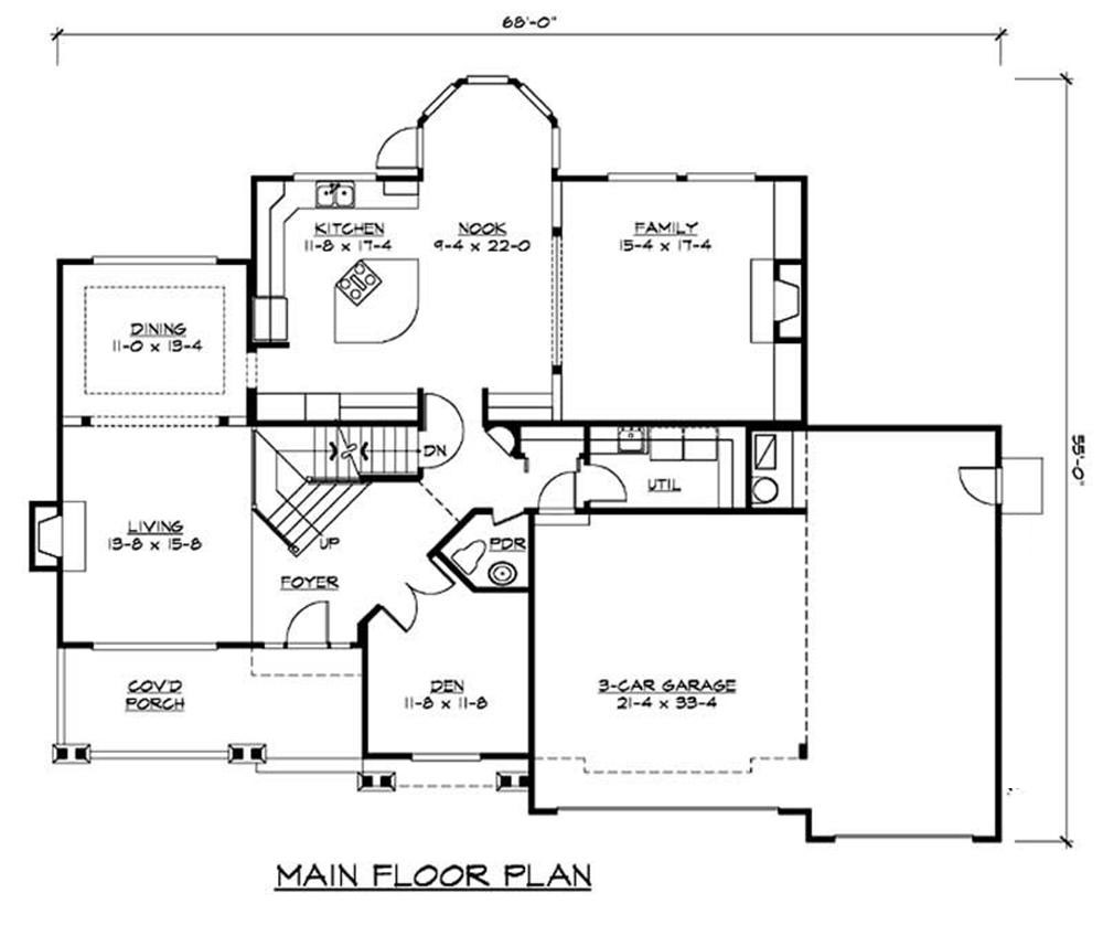 Floor Plan First Story of Craftsman Plan #115-1227